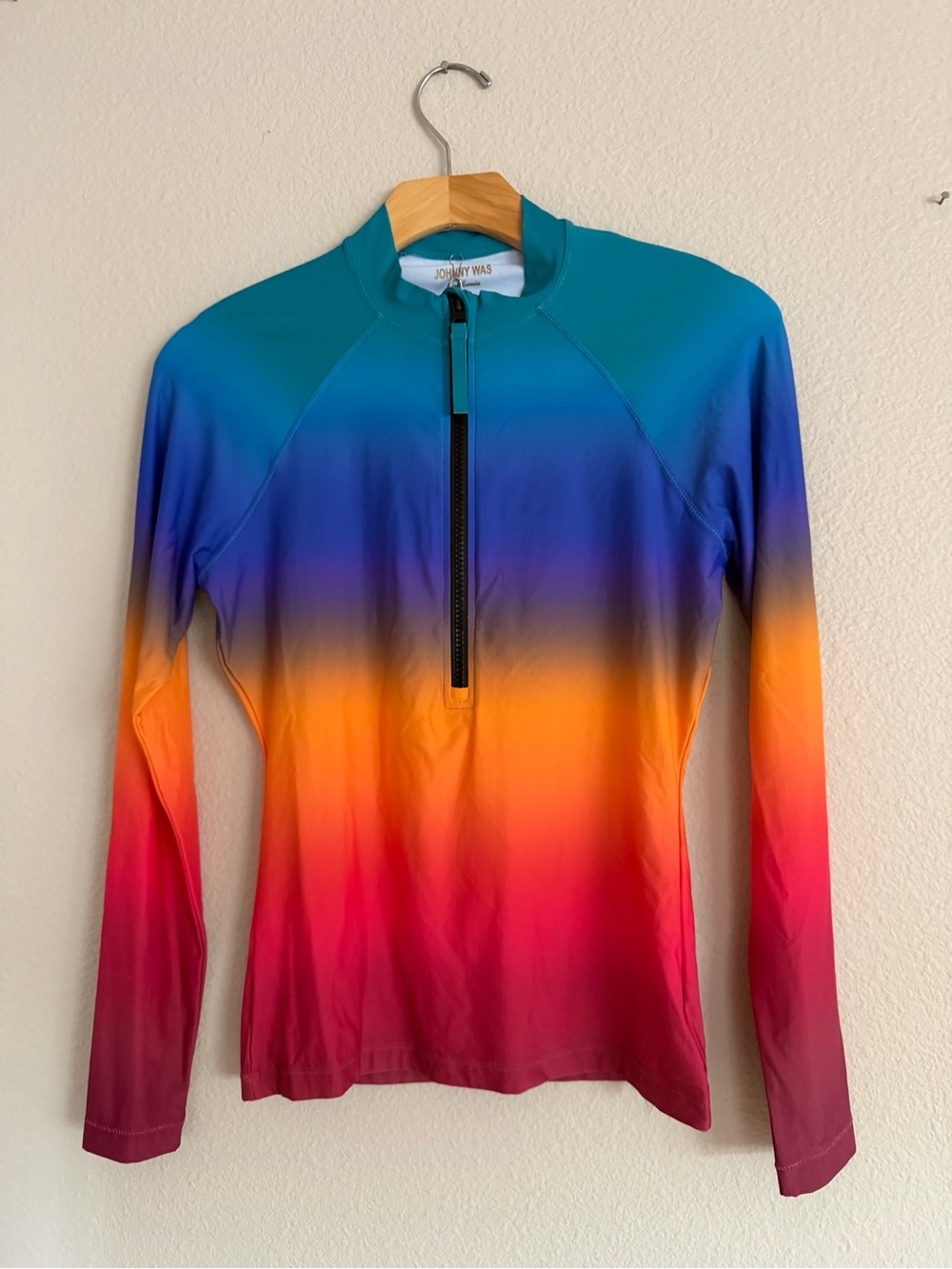 Johnny Was Campsis Long Sleeve Surf Shirt Ombré Size Small NWT